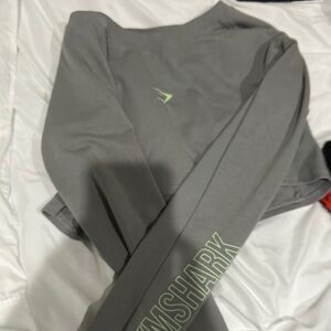 Gymshark Gray and Green Long Sleeve Tee